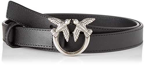 Pinko Love Berry H2 Belt Becerro Set Cinturón, Z99o_Negro-Old Silver, M para Mujer