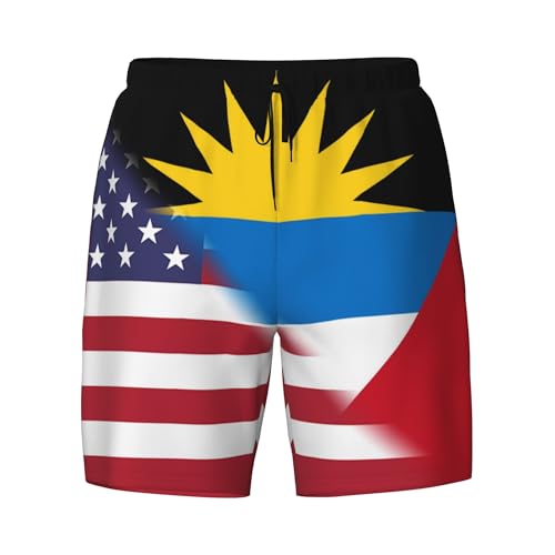 Maillot de bain décontracté drapeaux USA et Antigua double couche