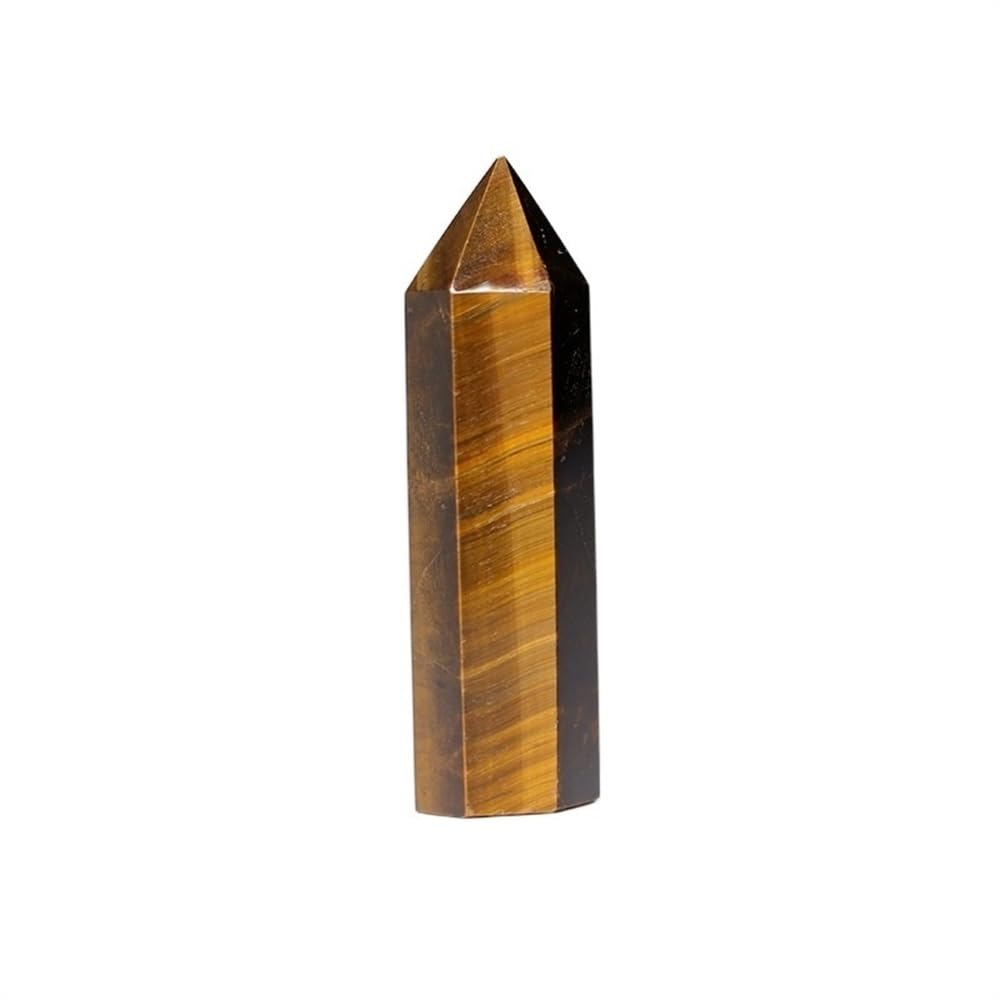 AUOQKQUT 1PC Tiger Eye Crystal dot Ornament Rod Hexagonal Column Home Decor Stone Ornaments (Size : 70-80mm)