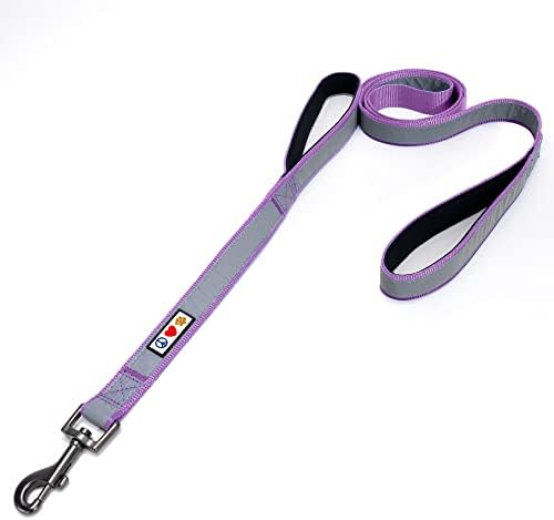 PAWTITAS 1.8 M Reflective Dog Lead Comfortable Padded Handle | Puppy Dog Training Double Handle Reflective Lead | Reflective Short Dog Lead for Training | Hands Free Running Dog Lead - M/L Green Lead