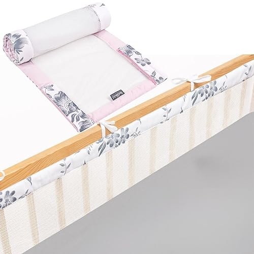 Bellochi Tour de Lit Bébé 180x30 cm - Tour de Lit Souple Universel - Réversible Contour de Lit Bébé Pour un Matelas 120x60 cm - Pink Berry