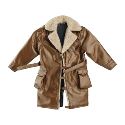Abrigo de cuero sintético 1/10 y 1/12 para ropa de muñecas masculinas
