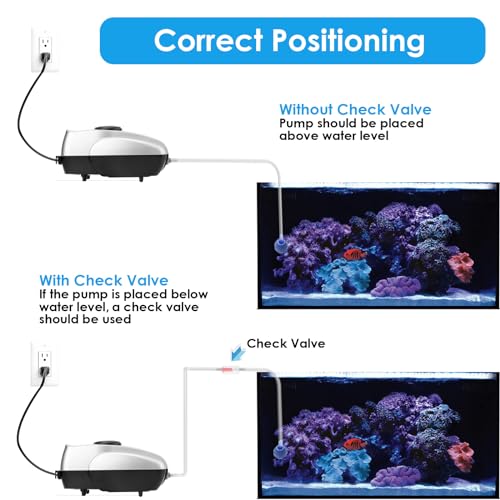 AquaMiracle Aquarium Air Pump Fish Tank Bubbler Aerator, All-in-One Fish Tank Air Pump Kit, Quiet Aquarium Bubbler for 20-80 Gallon Aquariums - Thumbnail 6