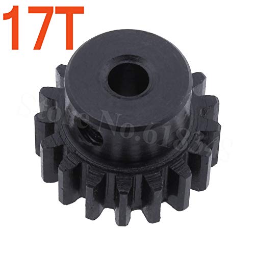 LIUYUNE, Motor de Metal de Acero Piñón Engranaje 17T 0.8 Módulo for 1:10 Himoto E10MT E10MTL Bowie Off Road Monster Truck Repuestos (Color : Negro)