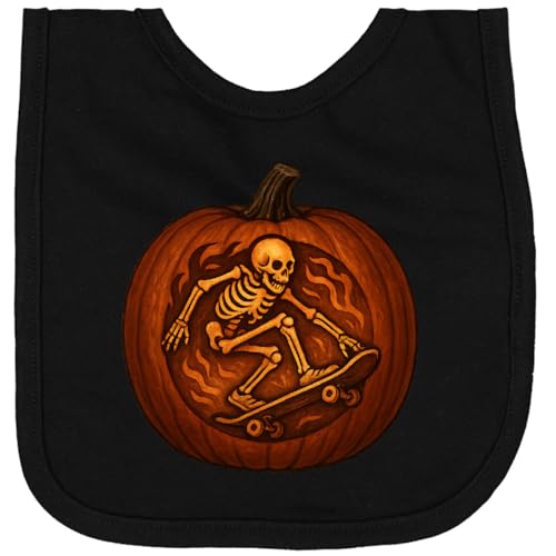 inktastic Halloween Skeleton Skateboard Pumpkin Newborn Bib