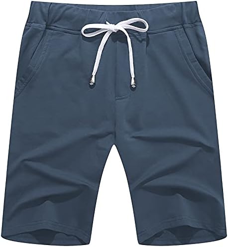 Janmid Men's Casual Classic Fit Cotton Elastic Jogger Gym Shorts Navy Blue XL