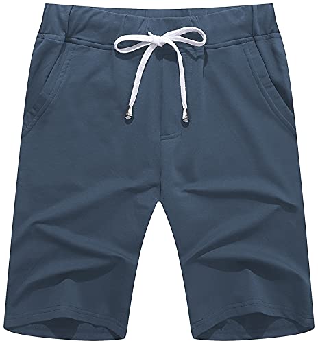 Janmid Men's Casual Classic Fit Cotton Elastic Jogger Gym Shorts Navy Blue Xl #TOP2