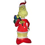 Inflatable Grinch Steals Christmas in Santa Suit with Sack 8 ft. H x 4.23 ft. W