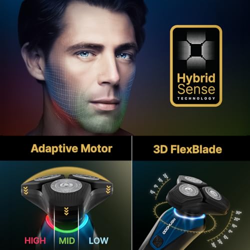 Image of MENHOOD Pro Shaver for Men 3D HexBlade Rotary Electric Shaver Nano Cut Precision Wet Dry 100% Waterproof Adaptive Motor 3 Modes 120 Min Runtime MagConnect Head LED Display