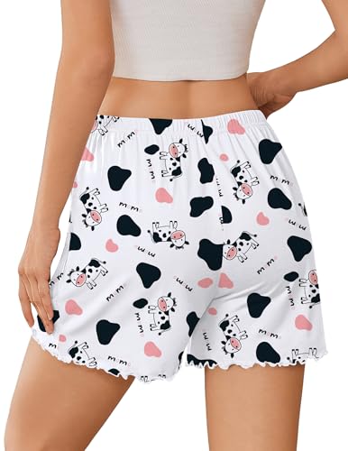 Image of Ekouaer 2 Pack Womens Pajama Shorts 2026 Summer Casual Lounge Sleep Short Ruffle Soft Comfy Pj Bottoms with Pockets