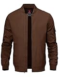 TBMPOY Men's Lightweight Bomber Jackets Light Windbreaker Casual Stylish Fall Golf Zip Up Fashion Dress Business Varsity Dark Coffee XXL