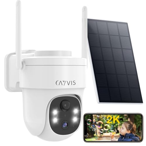 CAYVIS Camera Surveillance WiFi Exterieure sans Fil, 3MP 2.4G PTZ Caméra avec Panneau Solaire,...