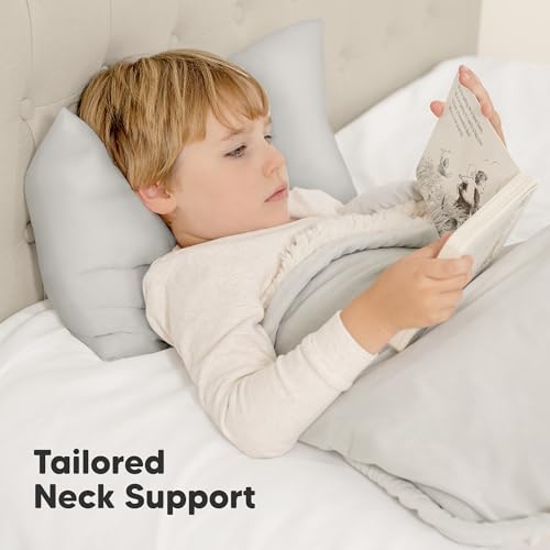 Image of Toddler Pillow with Pillowcase, 13x18 My Little Dreamy Pillow (French Gray) | Kids Travel Bed Pillow for Sleep, Organic Cotton Small Pillowcase, Soft, Breathable, Machine Washable, Toddlers 2-5 years old