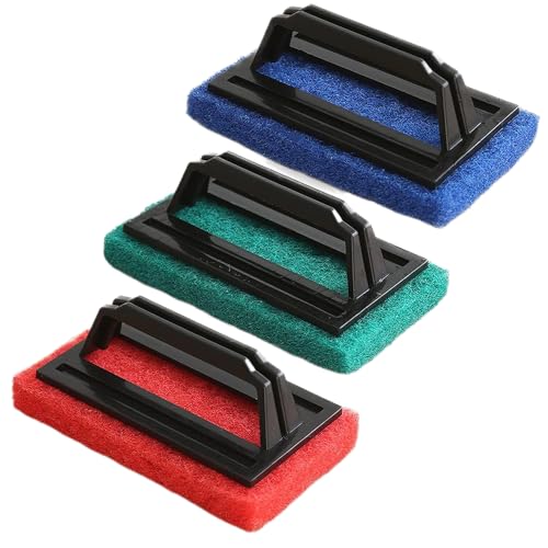 3Pcs Hand-Held Pool Scrub Brush, Swimming Pool Brush, Bathroom Scouring Pad, Surface Cleaning...