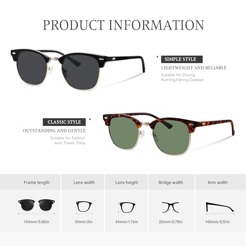 Reglaaly Polarized Sunglasses for Men Women Classic Semi-Rimless Frame Mens Sunglasses UV Protection Driving Sun Glasses, 2P-A08 by Reglaaly - Used condition - Image 5