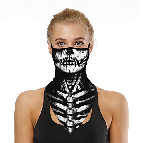 YAYOUREL Neck Gaiter Face Mask Covering Bandanas for Men Women Summer UV Face Scarf Mask Cover Facemask Balaclava Headbands, B: Black White, One Size