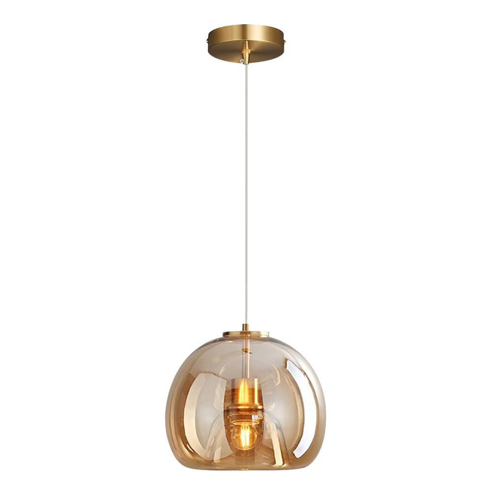 GUOGUOSM Nordic Industrial Style Glass Hanging Lamp, Single Head Ceiling Chandelier, E26 Light Source Pendant Light, Living Room Corridor Dining Room Decorative Lighting Fixtures