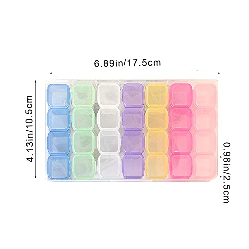 Image of 28 Grids Diamond Embroidery Box, Diamond Storage Box Beads Organizer Case,Plastic Multipurpose Colorful Storage Box for Jewellery Beads Earring Tool Container and Storaging Medicine Pills and More