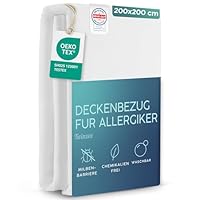 Twinzen Milbenbezug Bettdecke 200x200 cm - Allergiker Bettwäsche Encasing mit Reißverschluss, Atmungsaktiv & Oeko-TEX