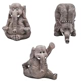 Pinenjoy 3Pcs Miniature Yoga Elephant Figurines Mini Meditation Elephant Statue Resin Feng Shui Animal Figures for Home Office Car Interior Micro Landscape Zen Garden Decoration