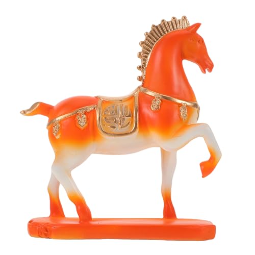 Mipcase Estatua de Caballo Degradado Figura de Caballo Carácter Fu Adorno de Animal del Zodíaco para Decoración de Mesa Mascota de Feng Shui para Oficina Estatua de Resina
