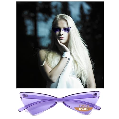Yoela Triangle Thick Rimless Sunglasses One Piece Colored Transparent Sunglasses For Women and Men…4