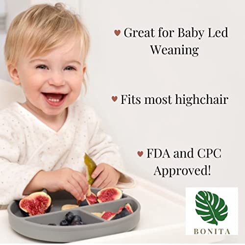 Complete Silicone Feeding Set Suction Baby Bowl&Plate|Bib|Cute Bear Cup Spoon Organic 100%Bpa-Free Baby Led Weaning Utensils|6Pieces Dishwasher,Microwave Safe|Platos Para Bebes (Oceanblue/Gray) #TOP2