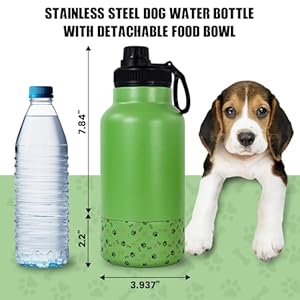 AGH Dog Water Bottle, 32oz Portable Dog Water Bottle with Detachable Bowl Food Feeding, Double Wall Vacuum Flask Stainless Steel Dog Travel Water Bottle for Walking and Hiking, Green AGH Dog Water Bottle, 32oz Portable Dog Water Bottle with Detachable Bowl Food Feeding, Double Wall Vacuum Flask Stainless Steel Dog Travel Water Bottle for Walking and Hiking, Green