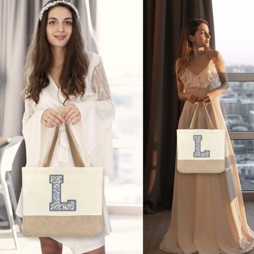 Bolso Tote de Lona Inicial Personalizado para Mujer miniatura 2