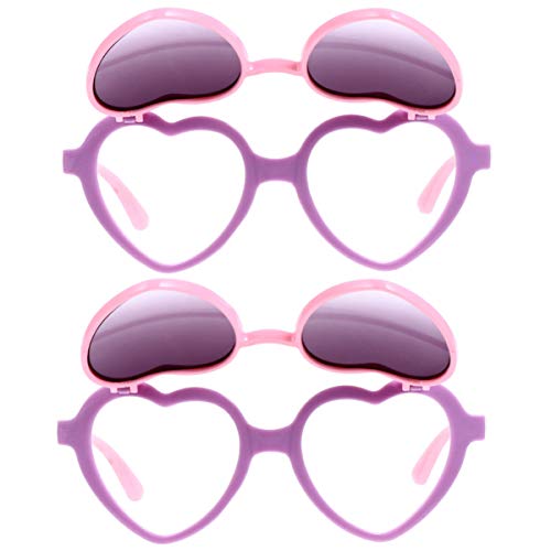 ABOOFAN 2 Pair Kids Youth Heart Shaped Flip Up Sunglasses Eyeglasses for Birthday Holiday Gifts Party Dress Up