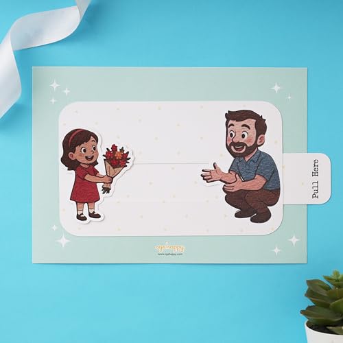 Image of Oye Happy - Sliding Card for Dad - Interactive Father's Day Greeting Card with Pull-Out Surprise Message