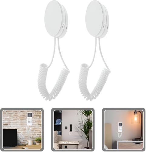 Image of Jeni's Kitchen Magnetic Wall-Mounted Remote Holder with Self-Adhesive Spring Ropes - No Drill, Anti-Lost, Universal Fit for All TV Remotes (4)