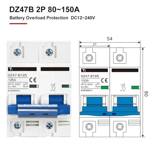 Disjoncteur miniature DZ47B CC 100A 2P double alimentation pour rail DIN