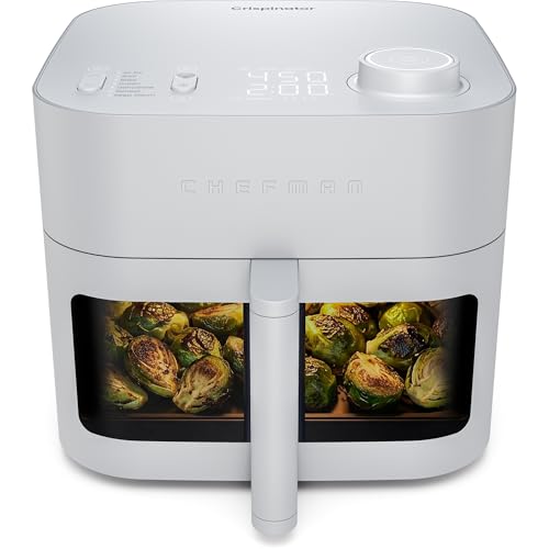 Image of Chefman Crispinator Air Fryer 7-in-1 with 8 Qt Capacity, 450F Max Temp & TurboFry Pro Technology for Fast, Even Results, Bake, Broil, Dehydrate, Viewing Window, Nonstick Ceramic-Coated Basket