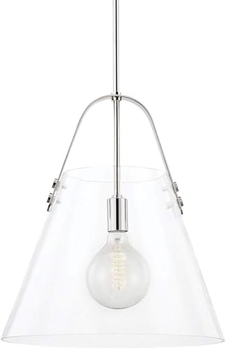 Mitzi H162701XL-PN Karin Pendant, 1-Light 60 Watts, Polished Nickel. Bulb not In