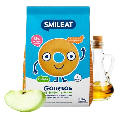 Smileat - Galletas Ecológicas de Espelta y Fruta, Ingredientes Naturales - A Partir de los 6 Meses - 220g