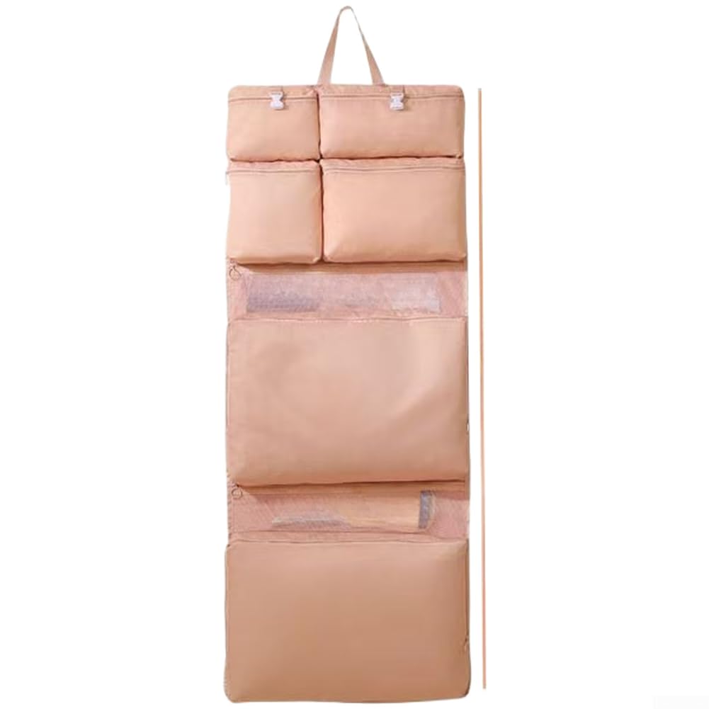 Borsa portaoggetti da viaggio 6 in 1, organizer con maniglia per valigia, grande capacità, in poliestere (rosa otto)