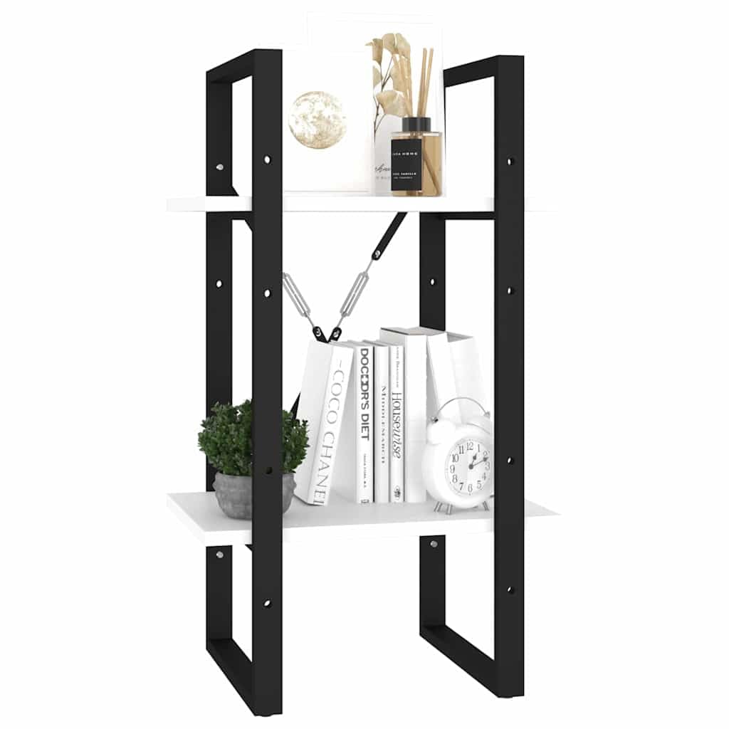Libreria Bianca a 2 Ripiani 40x30x70 cm Legno Multistrato | Scaffale per libri in stile industriale per soggiorno e studio. Struttura compatta bicolore con 2 ampi livelli.