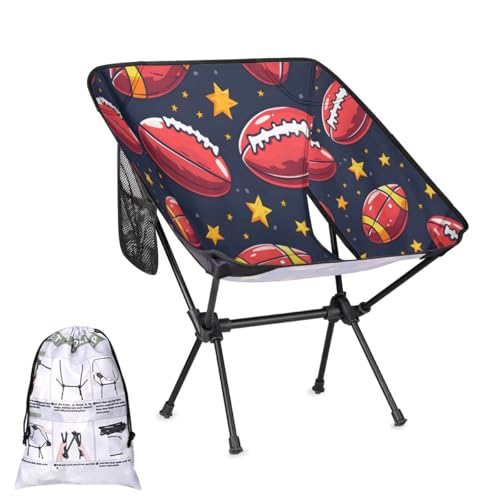 YCCZCPRL American Football Camping Chair Folding Backpacking Hiking Chair Supports 176 lbs for Beach, Outdoors, Picnics, Rugby Ball