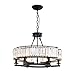 NOXARTE Round Crystal Chandelier 6 Lights Hanging Chandelier Pendant Light Ceiling Fixture Black Iron Frame for Dining Room Living Room Farmhouse D26 Inch x H20 Inch