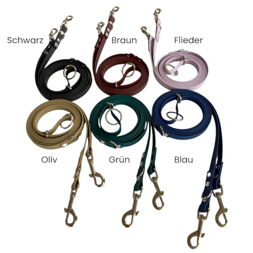 ZAVVIT - Hundeleine Biothane 3m verstellbar - stufenlos – 19mm breit, für 1 oder 2 Hunde – stilvoll, robust & wasserfest (Schwarz, 3m lang, 19mm breit, 260g)