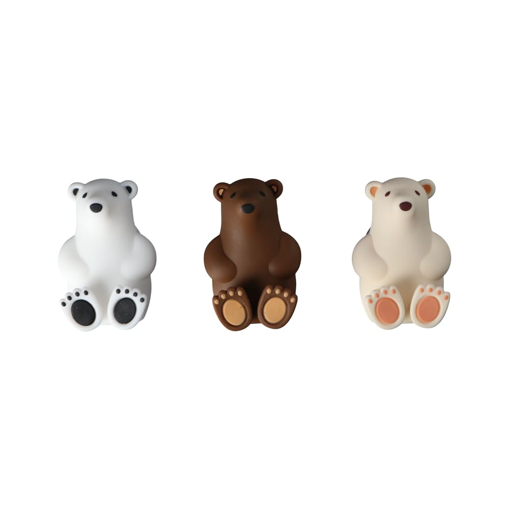 Vctitil 3pcs Cartoon Bear Toothbrush Holder Creative Cute Polar Bear Holders Wall Mounted Suction Cup Storage Rack Bathroom Accessories(Pure White/Milky White/Dark Brown)