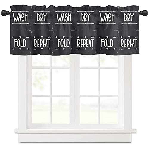 Leotear Valance Curtain Laundry Room Theme Text And Arrows On Vintage Blackboard Kitchen Window Valance Rod Pocket Short Window Valance Curtain For Kitchen Bathroom Living Room Bedroom 54*18Inch #TOP2