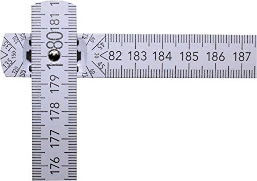 Zollstock 2 Meter mit 90°/180° Winkeleinrastung und Winkelskala (30°/45°/60°/75°/90°) - Adga 250 plus Markenzollstock 2m aus Buchenholz - weiß ohne Werbeaufdruck