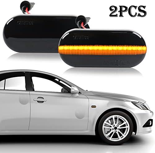 Turn Signal Light Dynamic Indicator, Side Marker Light Flowing LED Lamp Replacement for Golf 3, Polo, V-W, T5, Sharan, Passat 14805294(1 Pair)