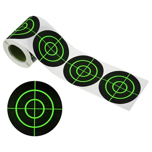 PATIKIL 3' Círculo Salpicaduras Pegatinas de Objetivos, 1 Rollo de Objetivos de Papel Reactivo Adhesivos para Práctica en Campo de Tiro, Estilo Verde/Negro 7