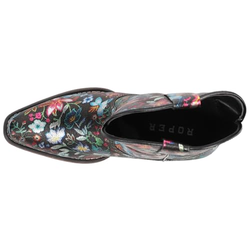 Image of ROPER Womens Ingrid Floral Metallic Snip Toe Casual Boots Ankle Low Heel 1-2 inch