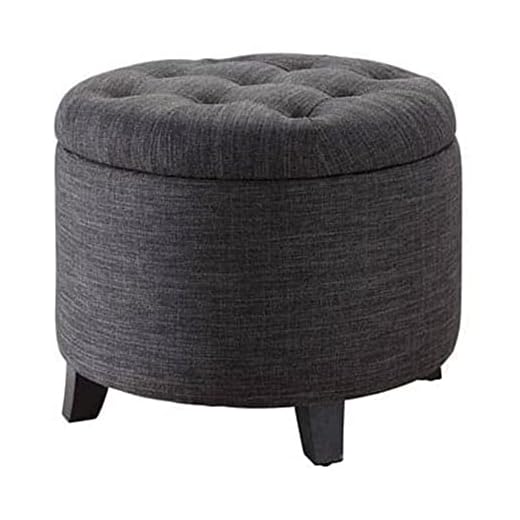 Convenience Concepts Designs4Comfort Round Ottoman, Gray Fabric