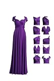 Bridesmaid Wrap Dresses with Bandeau A-Line Evening Gown Convertible Long Plus Dress Purple