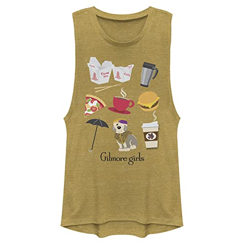 Gilmore Girls Womens Icon Jumble Muscle Tank Shirt, Gold Heather, Medium US